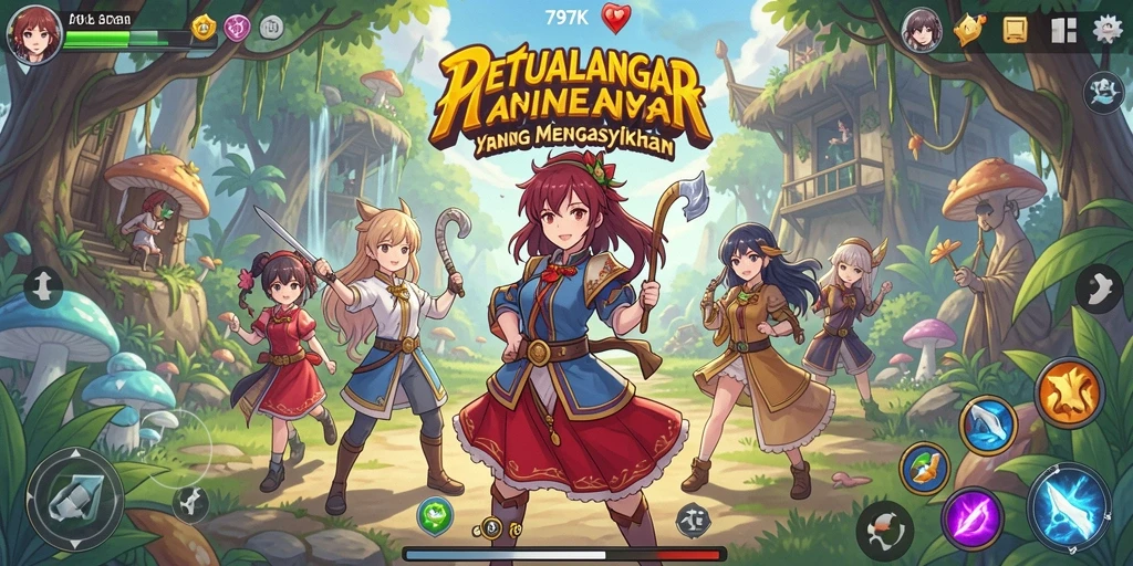 Gameplay seru 797K dengan karakter anime yang menawan.