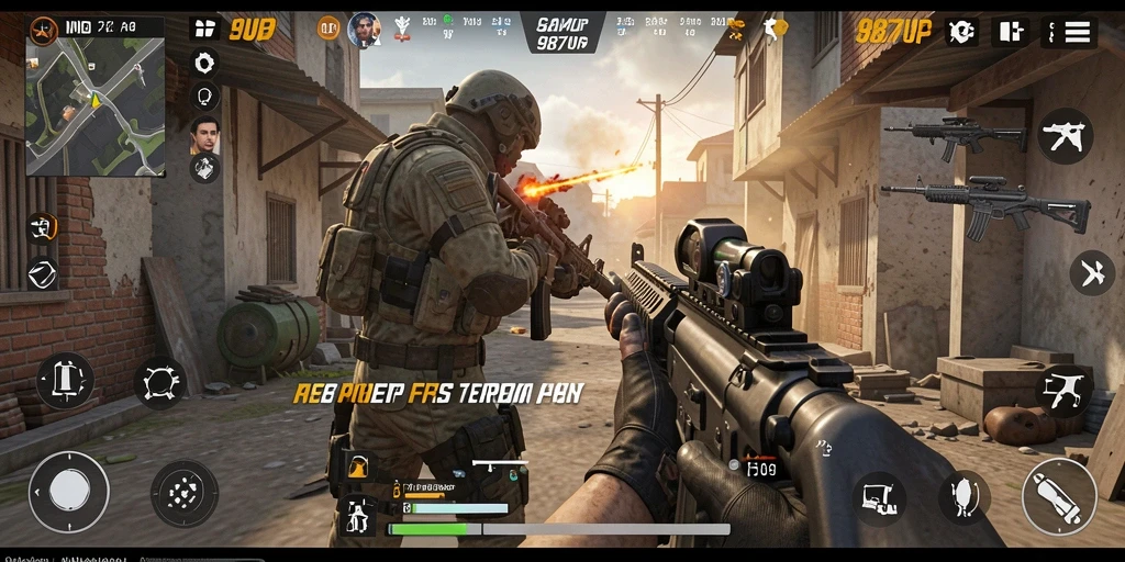 Screenshot gameplay <strong>987UP</strong> yang menunjukkan aksi menegangkan dalam genre FPS.