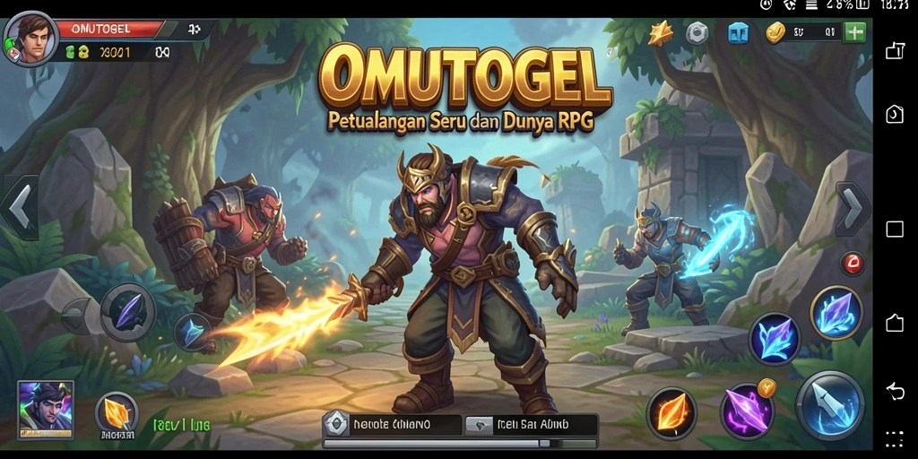 Tampilan seru gameplay RPG OMUTOGEL dengan pertempuran yang mendebarkan.