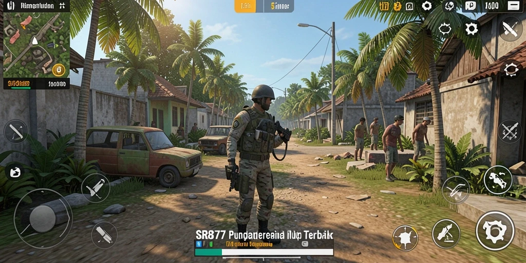 Tampilan gameplay SR877 dengan karakter dan aktivitas hidup sehari-hari.
